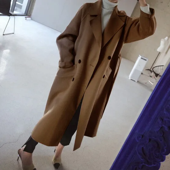 Joan Coat Lapel Collar Overcoat