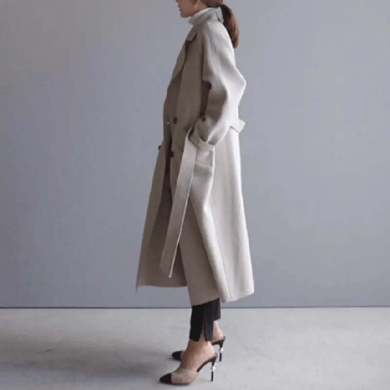 Joan Coat Lapel Collar Overcoat