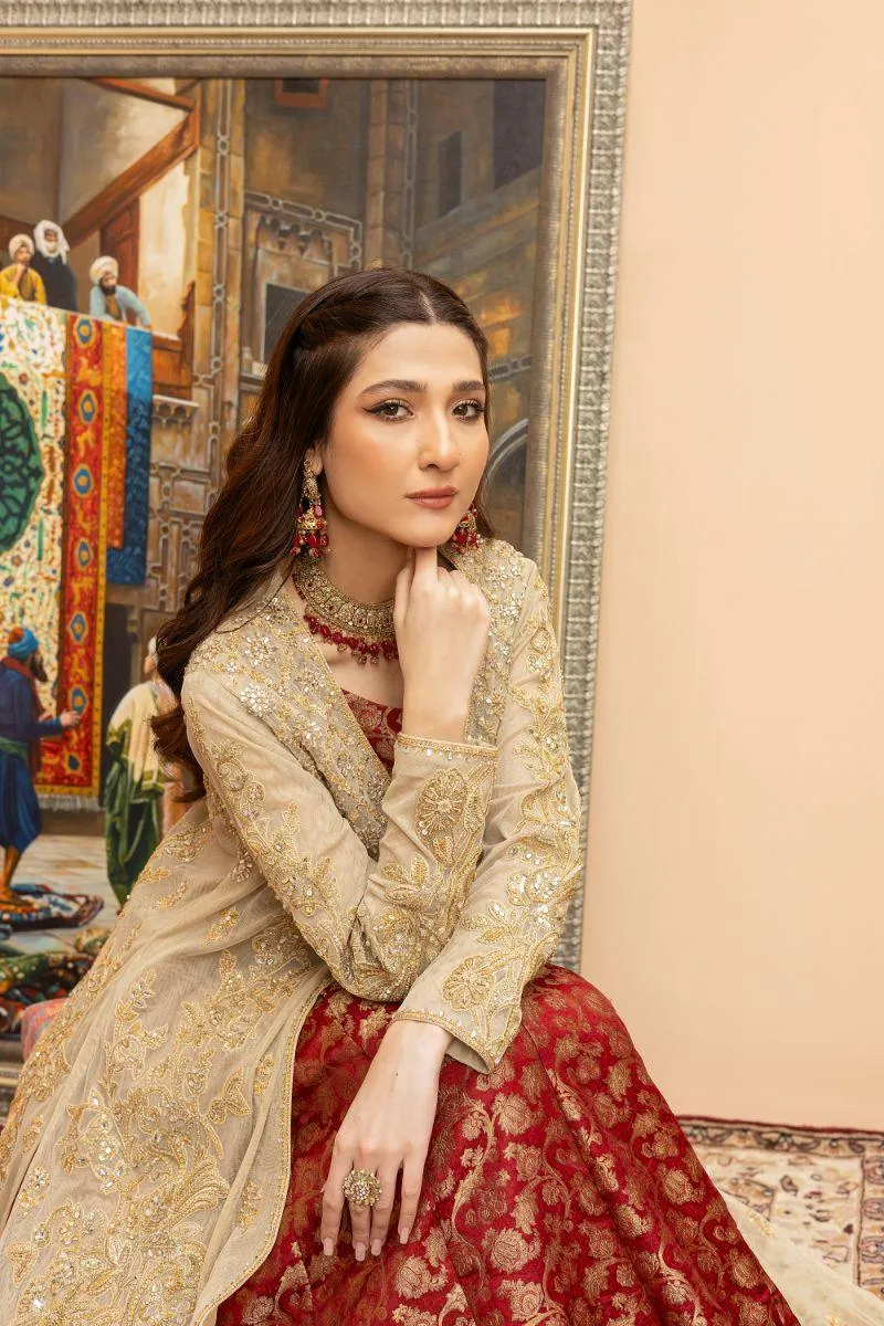 Khayal by Shaista Hasan - Golden Luxe Affair - Sili Net & Jamawar - 3 Piece