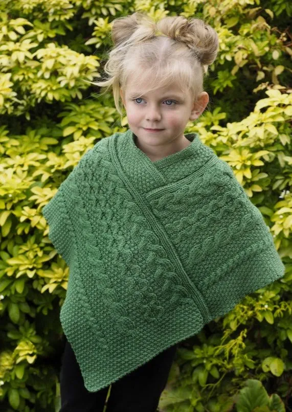 Kid's Aran Poncho | Green