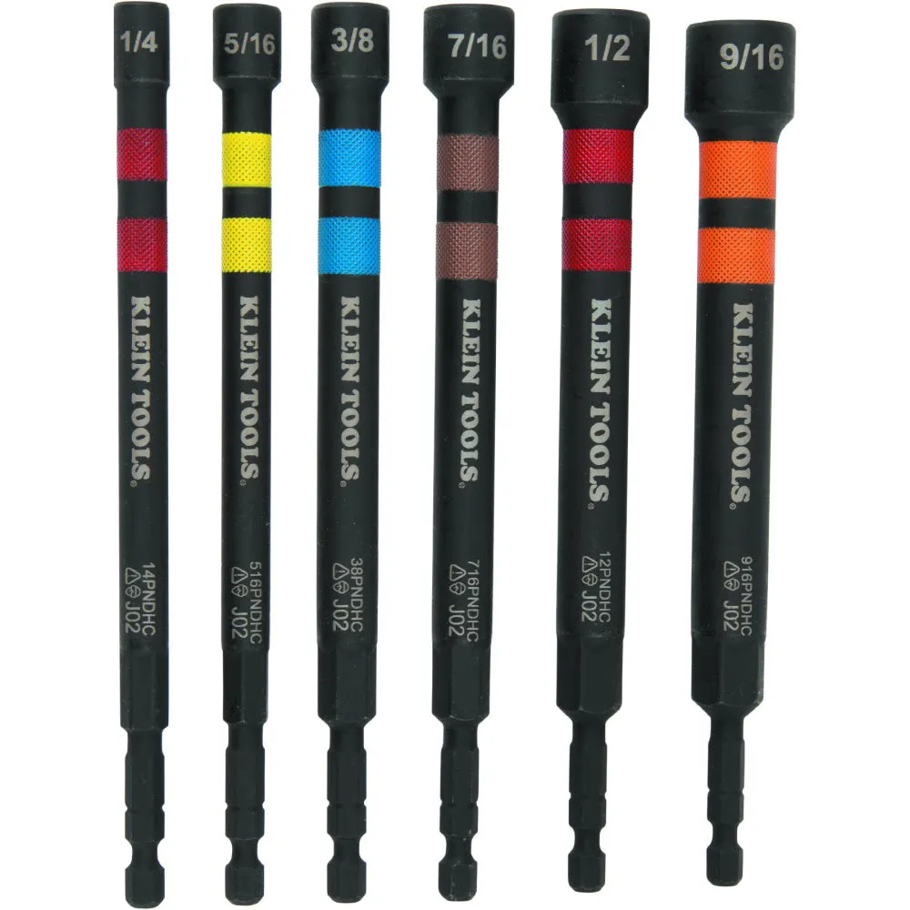 Klein 32950 Hollow Magnetic Color-Coded Ratcheting Power Nut Driver, Six Sizes, 7-Piece