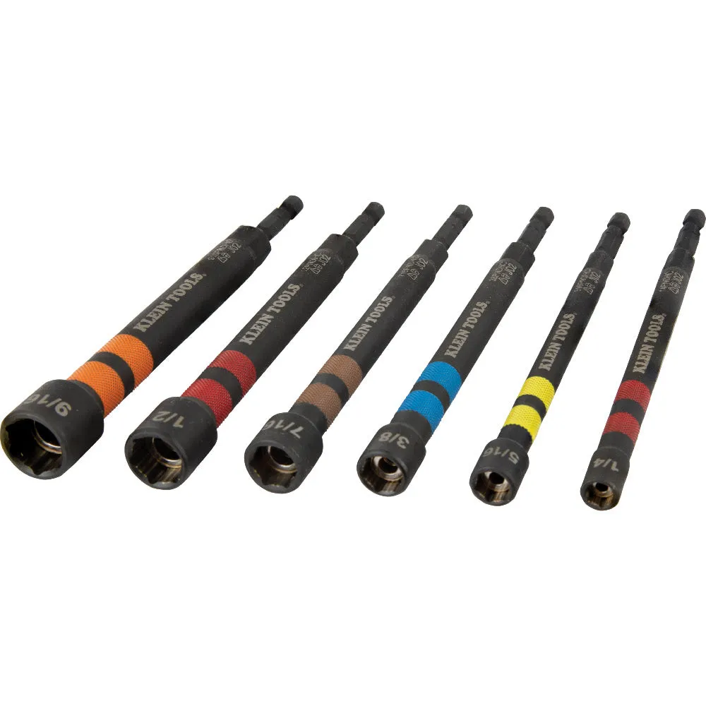 Klein 32950 Hollow Magnetic Color-Coded Ratcheting Power Nut Driver, Six Sizes, 7-Piece