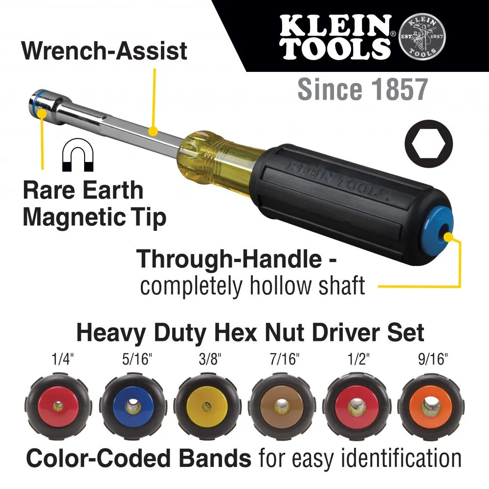 Klein 635-6 6-Piece Heavy Duty Magnetic Nut Driver Set