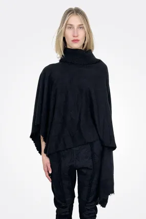 Knitted Poncho Scarf - Black