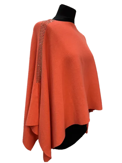 Knitted Poncho with Embellishment