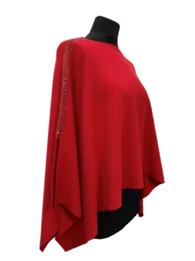 Knitted Poncho with Embellishment