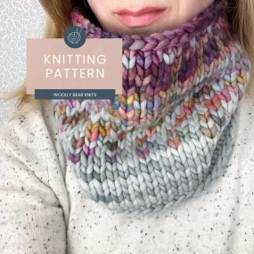 KNITTING PATTERN: Sunrise Cowl, Easy Fair Isle Cowl Knitting Pattern for Super Bulky Yarn