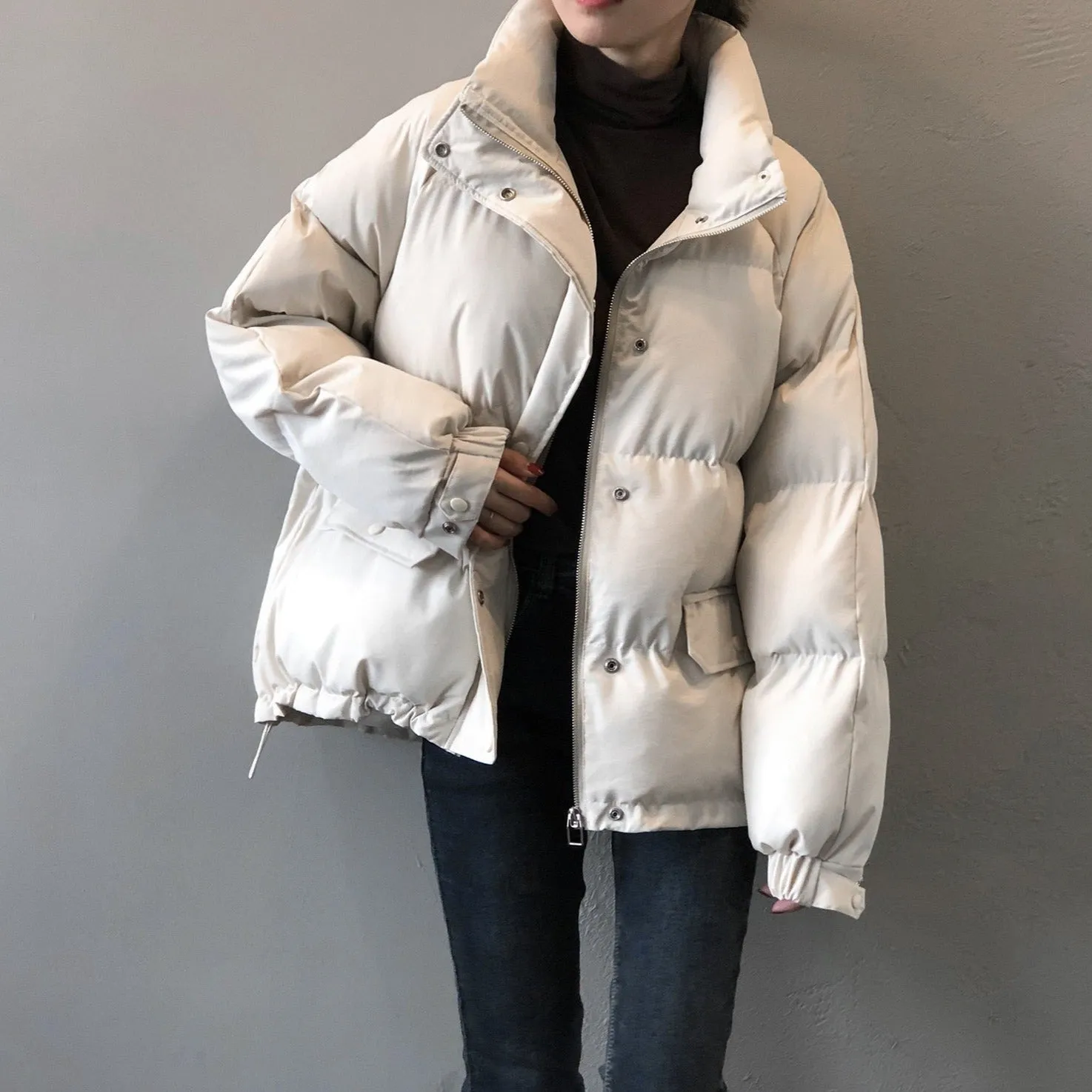 [Korean Style] Cozy Dropped Shoulder Short Puffer Jacket