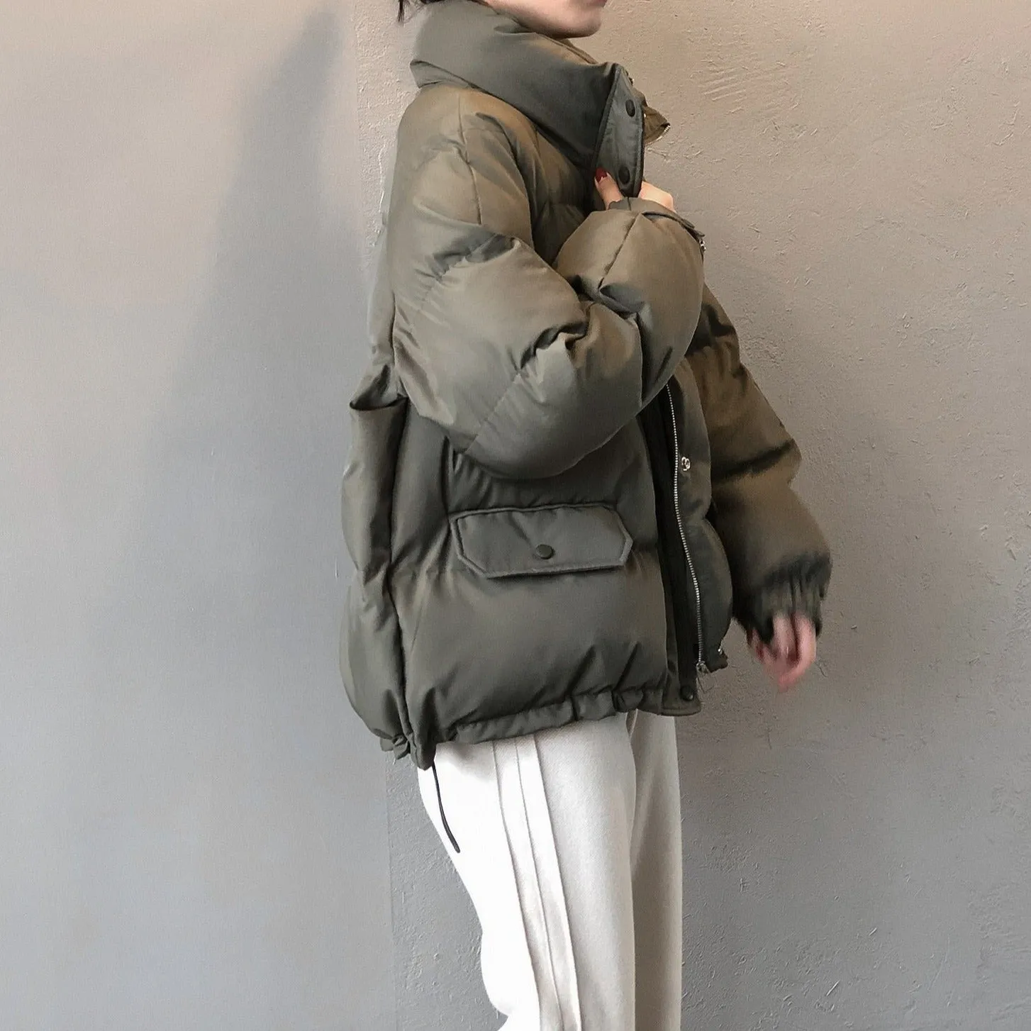 [Korean Style] Cozy Dropped Shoulder Short Puffer Jacket