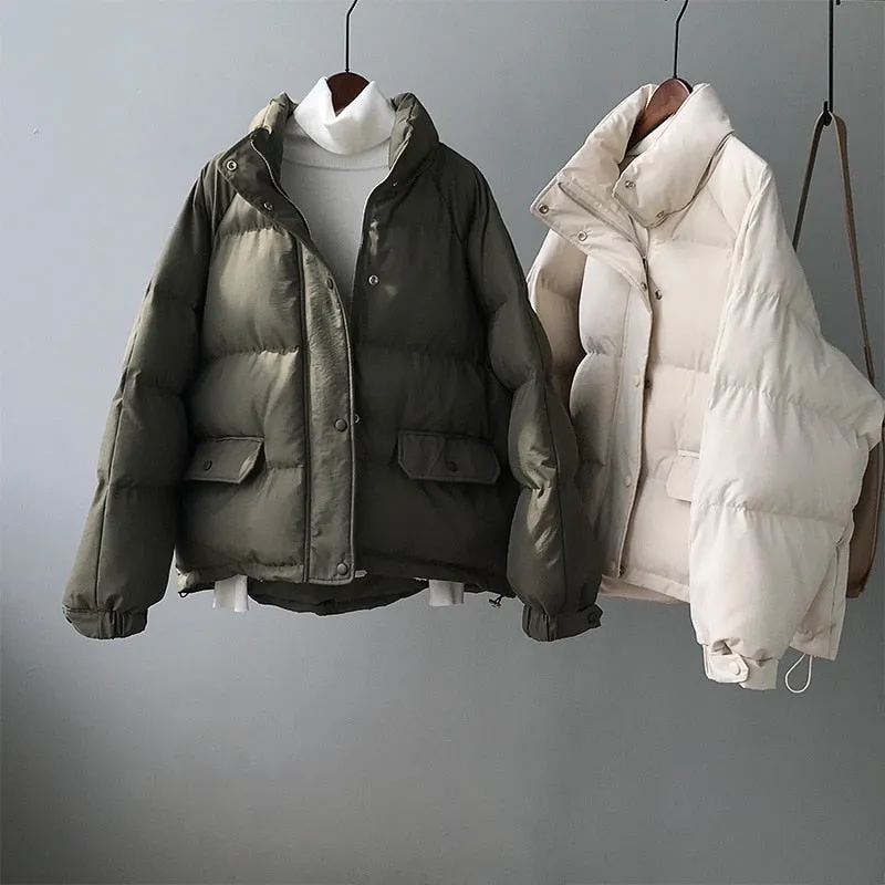 [Korean Style] Cozy Dropped Shoulder Short Puffer Jacket