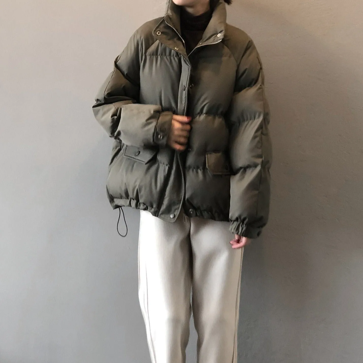 [Korean Style] Cozy Dropped Shoulder Short Puffer Jacket