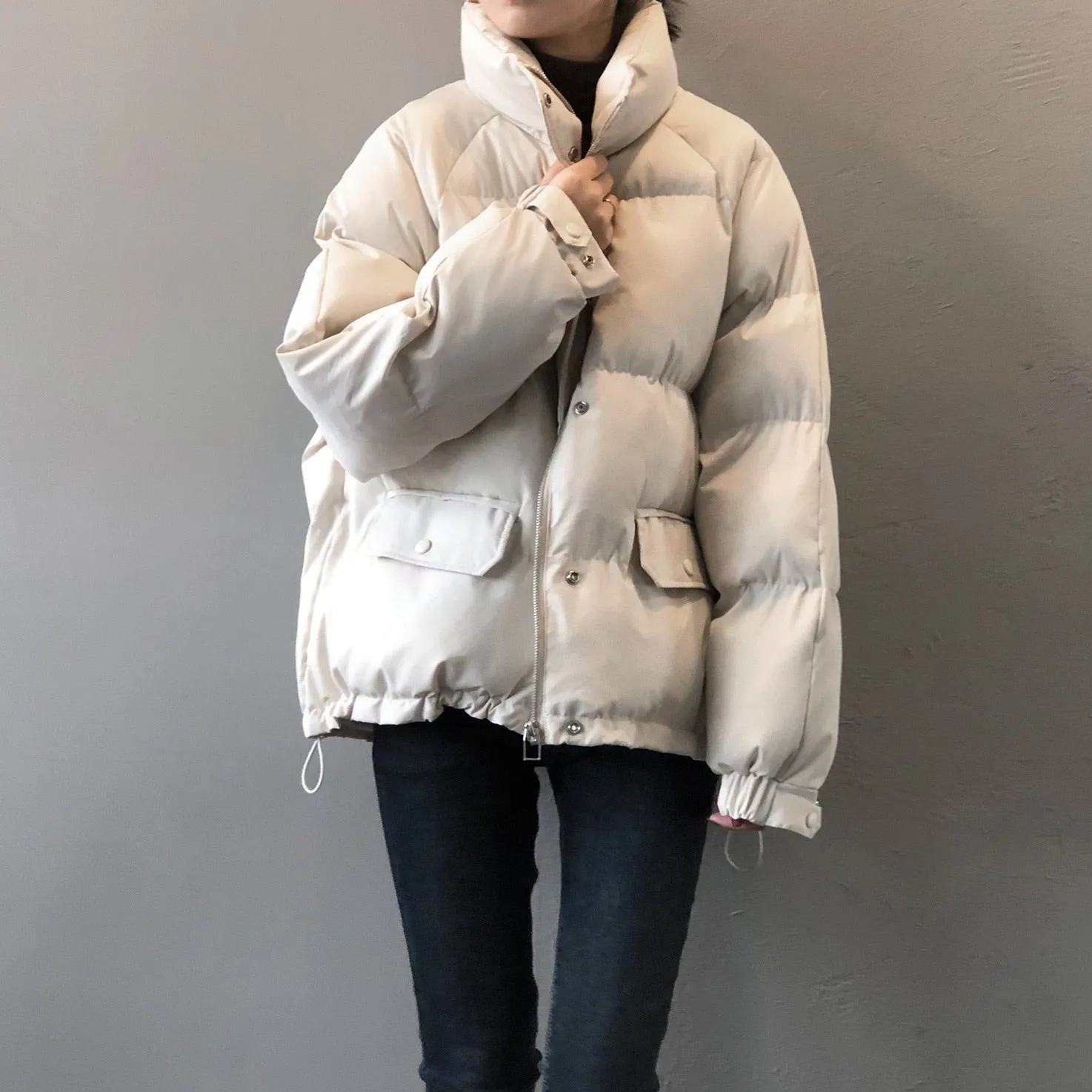 [Korean Style] Cozy Dropped Shoulder Short Puffer Jacket