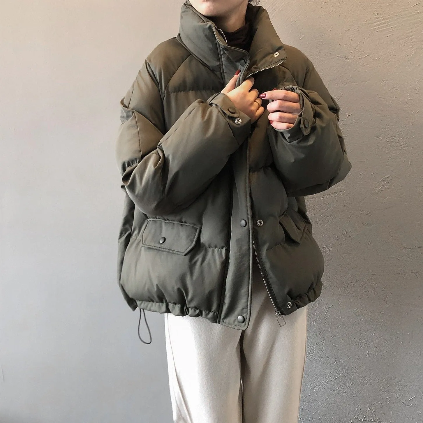 [Korean Style] Cozy Dropped Shoulder Short Puffer Jacket