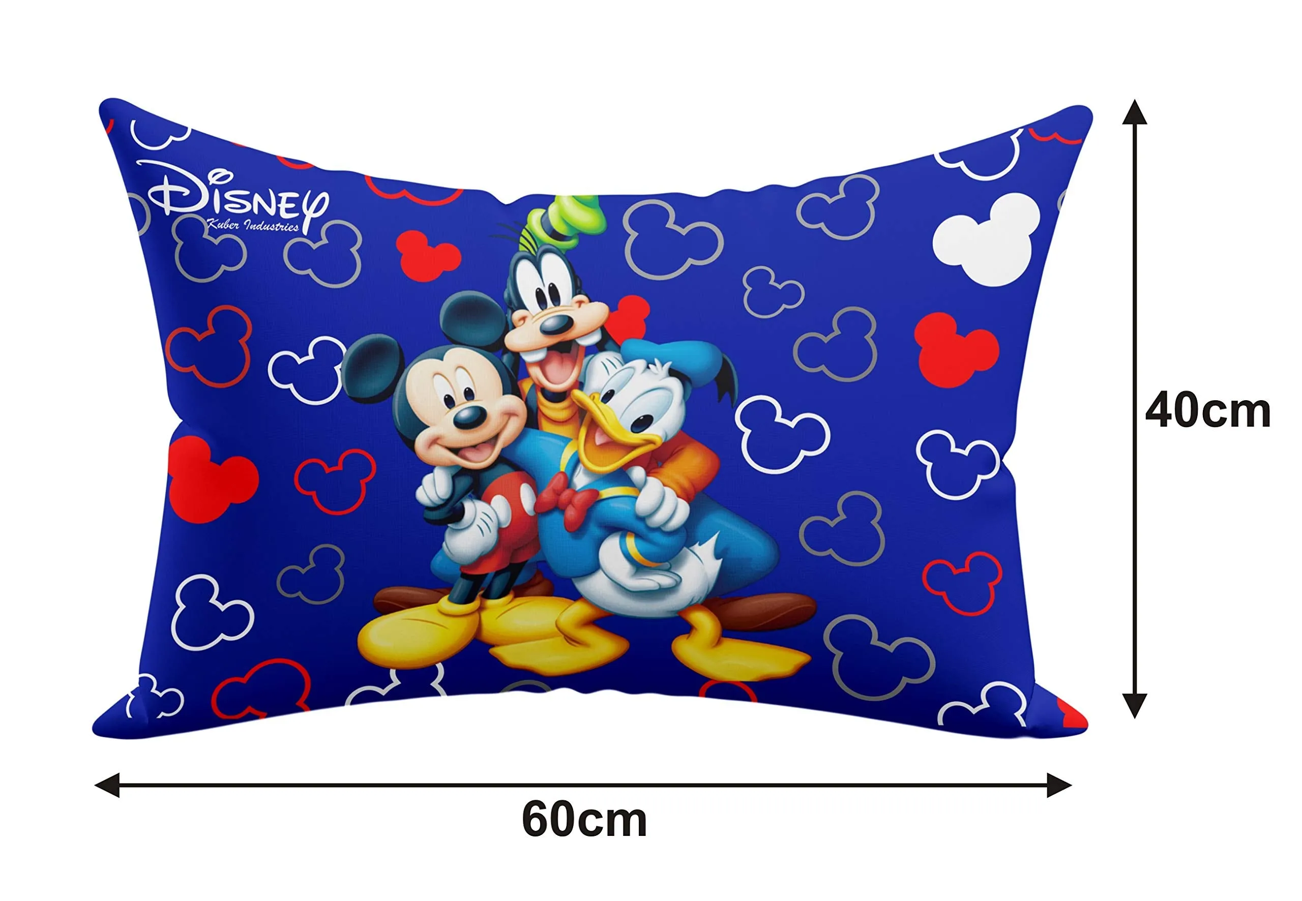 Kuber Industries Soft Throw Inserts with Microfiber Filled, Full Back & Lumbar Support Decorative Pillow with Disney Printed Cover for Sofa Bed Couch & Chairs,16"x24"(Blue)-KUBMART15918