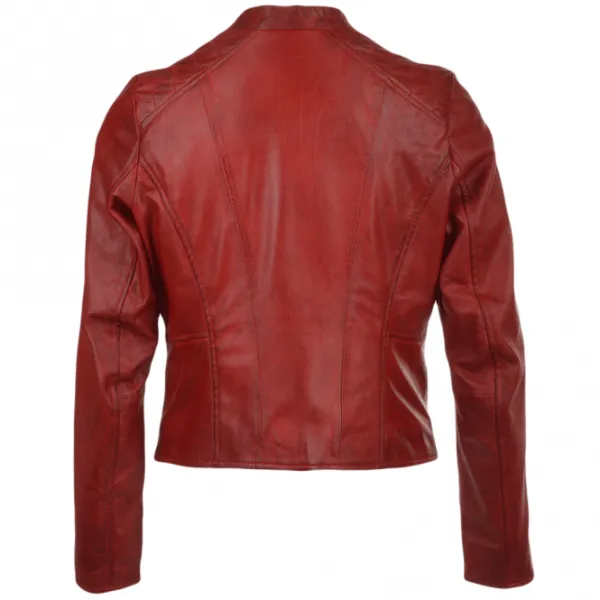 Ladies Motorcycle Leather Biker Jacket For Womens