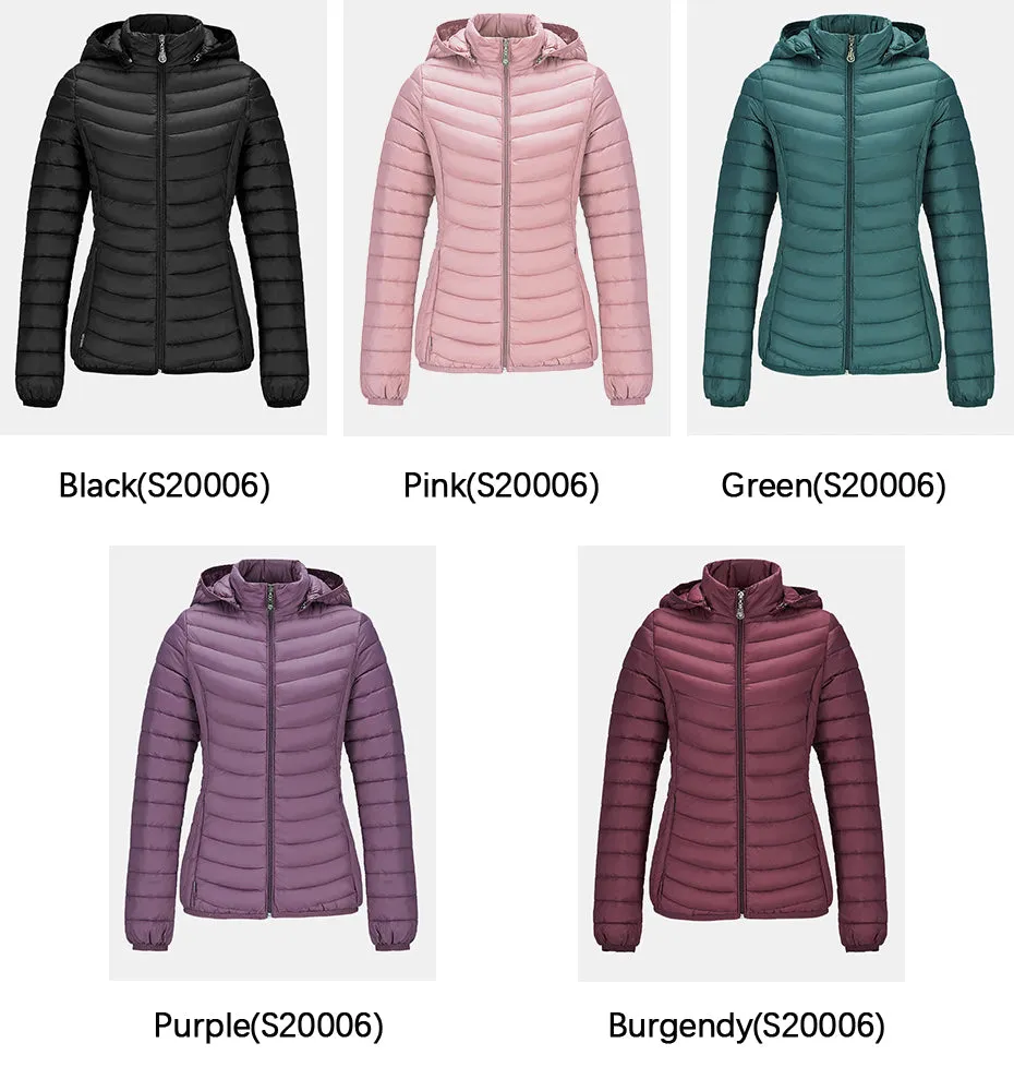 Ladies Padded Puffer Jacket Coat Ultralight Outdoor Clothes Outwear Slim Short Parka Portable Store In Bag