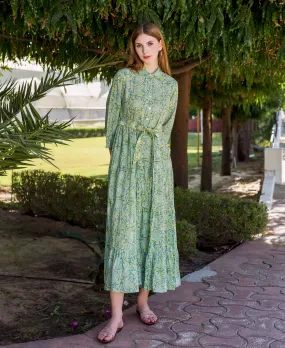 Lime Green Shirt Collar Dress