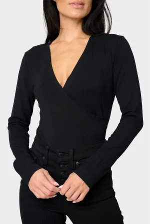 Long Sleeve Surplice Soft Ponte Bodysuit