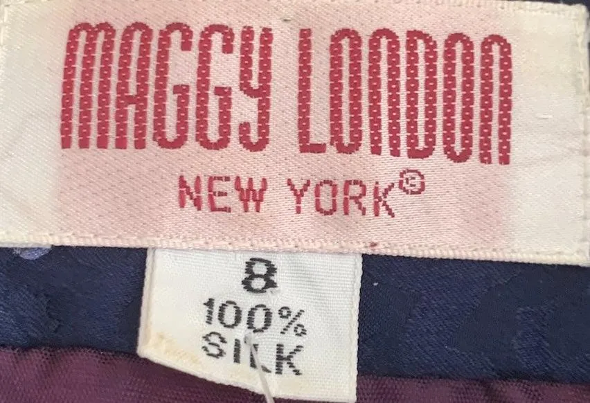 Maggy London 100% Silk Double Breasted Jacket Blue US 8