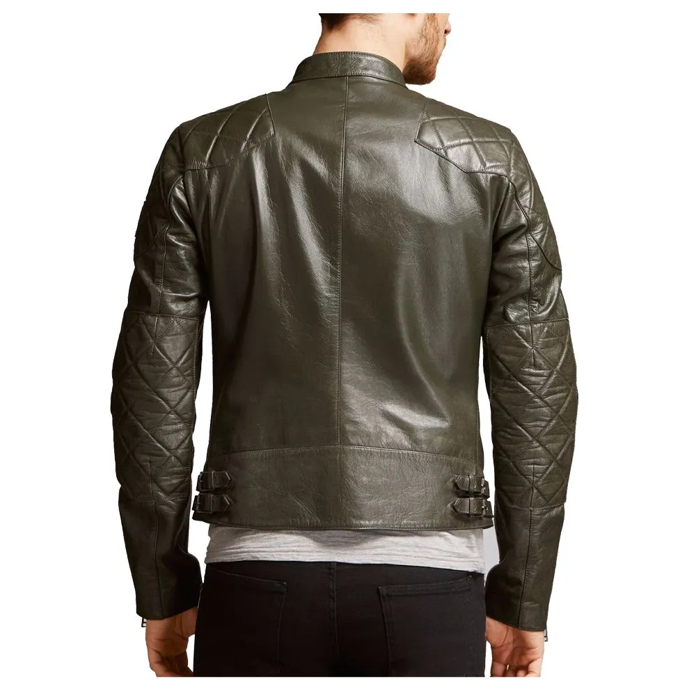 Men Waxed Biker Fashion Leather Jacket