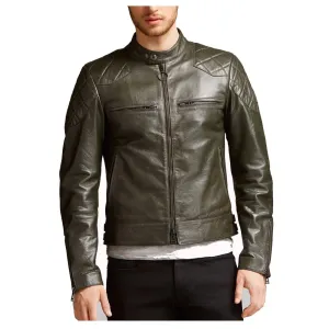 Men Waxed Biker Fashion Leather Jacket