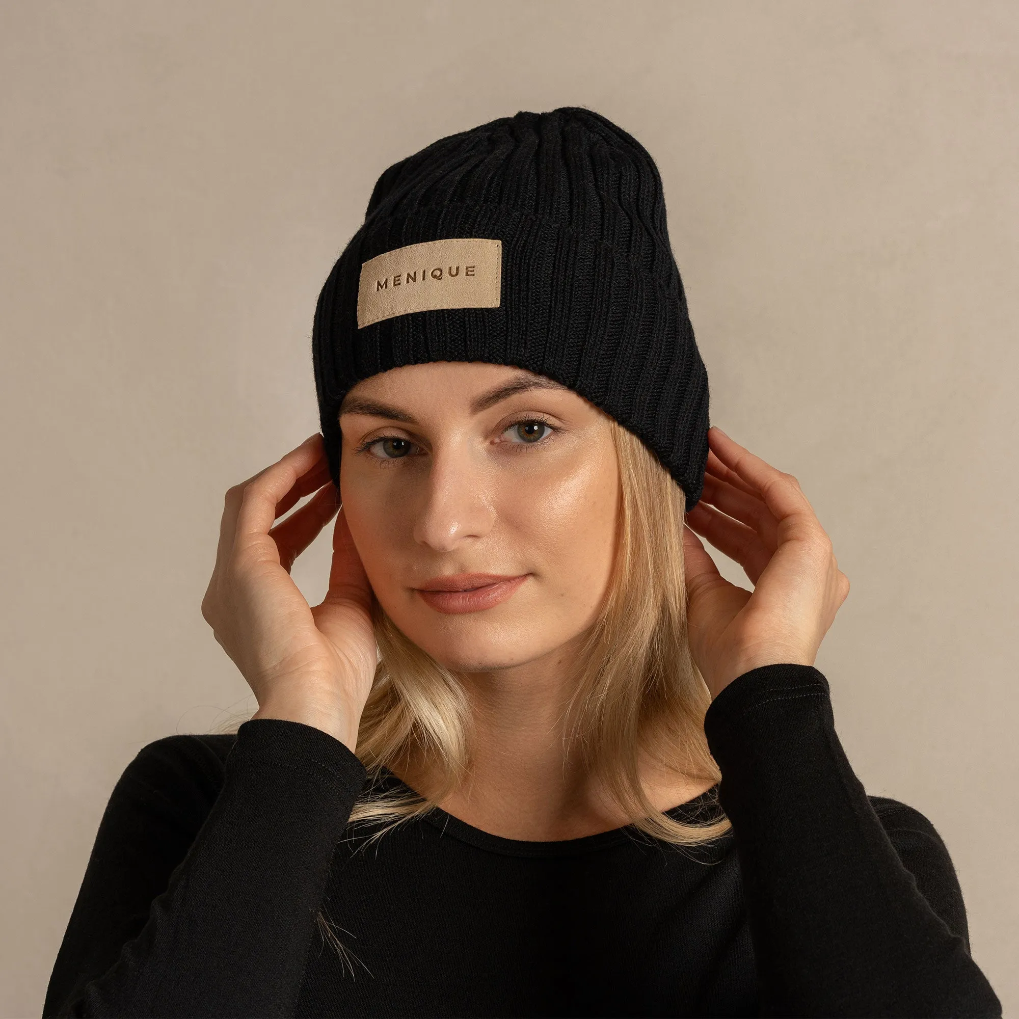 MENIQUE Logo Women's Knit Ribbed Beanie