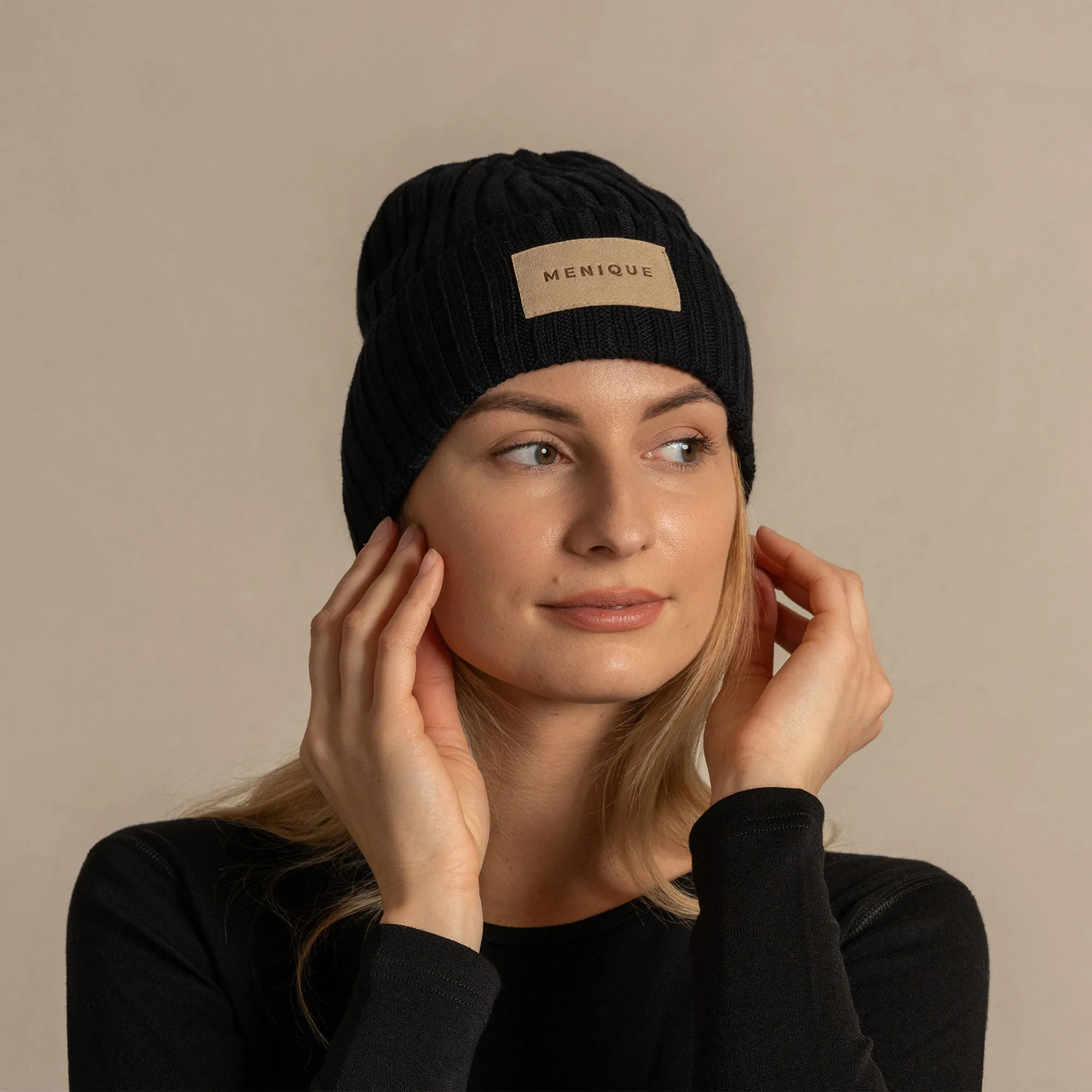 MENIQUE Logo Women's Knit Ribbed Beanie