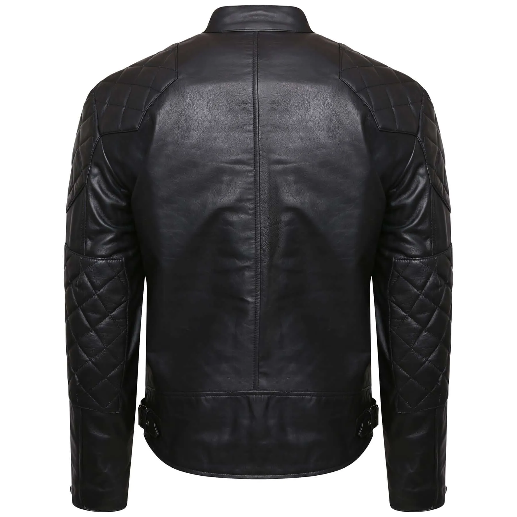 Mens Real Leather Black Cowhide Biker Jacket Vintage Retro Cafe Racer