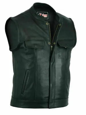 Mens Real Leather Waistcoat Plus Size SOA Motorcycle Biker Cut off Vest