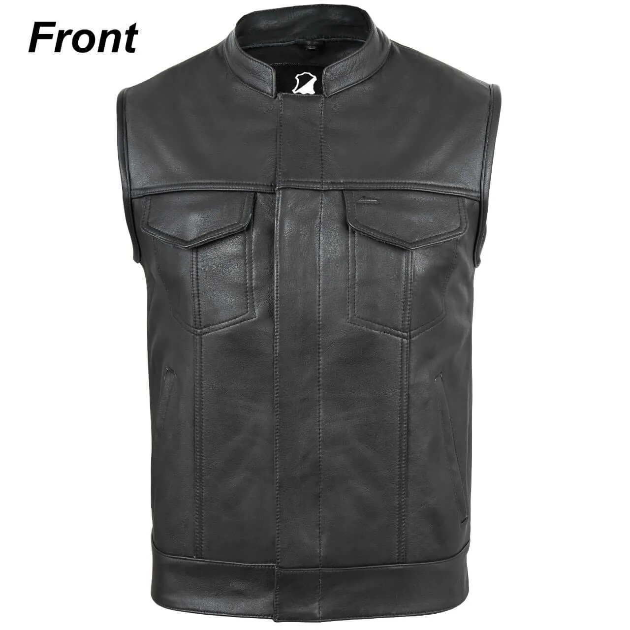 Mens Real Leather Waistcoat Plus Size SOA Motorcycle Biker Cut off Vest