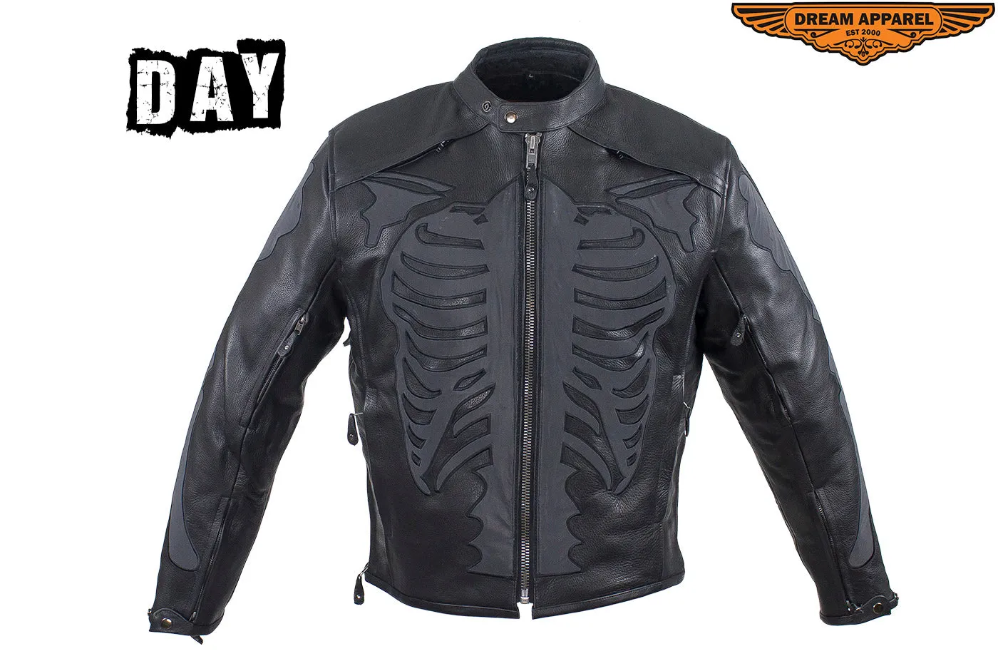 Mens Reflective Skeleton Motorcycle Jacket