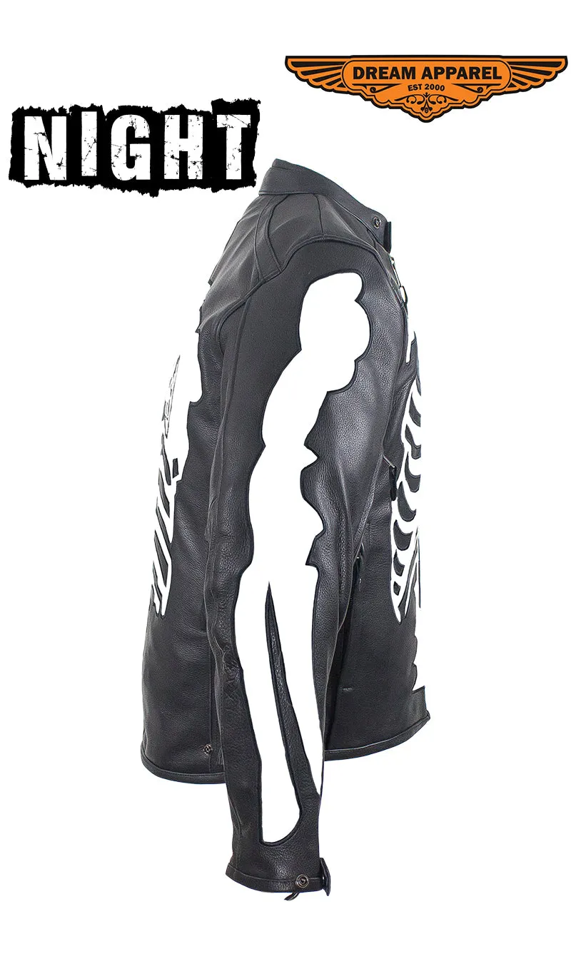 Mens Reflective Skeleton Motorcycle Jacket