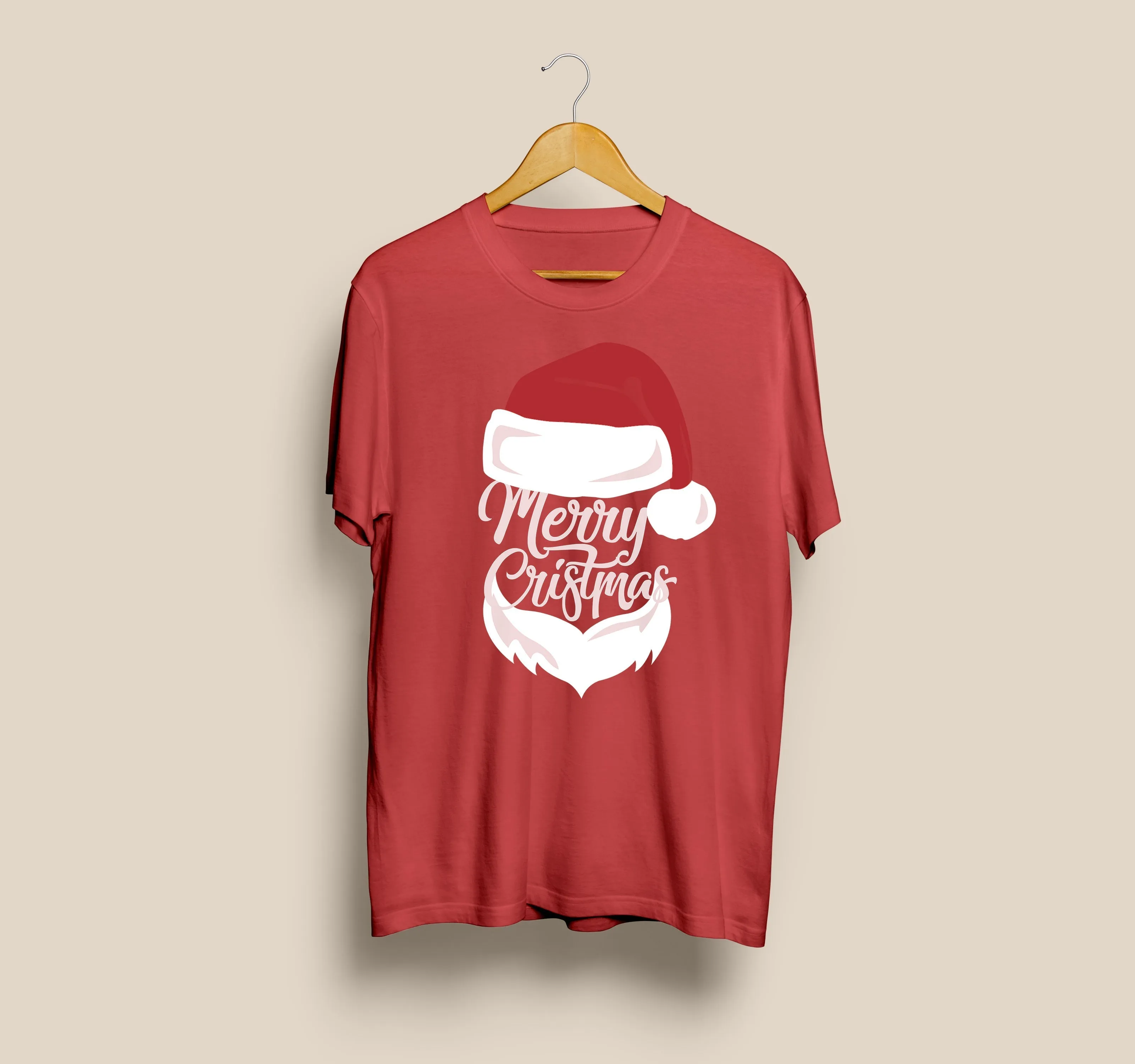 Merry Christmas Santa Hat & Beard Triblend Unisex Tee