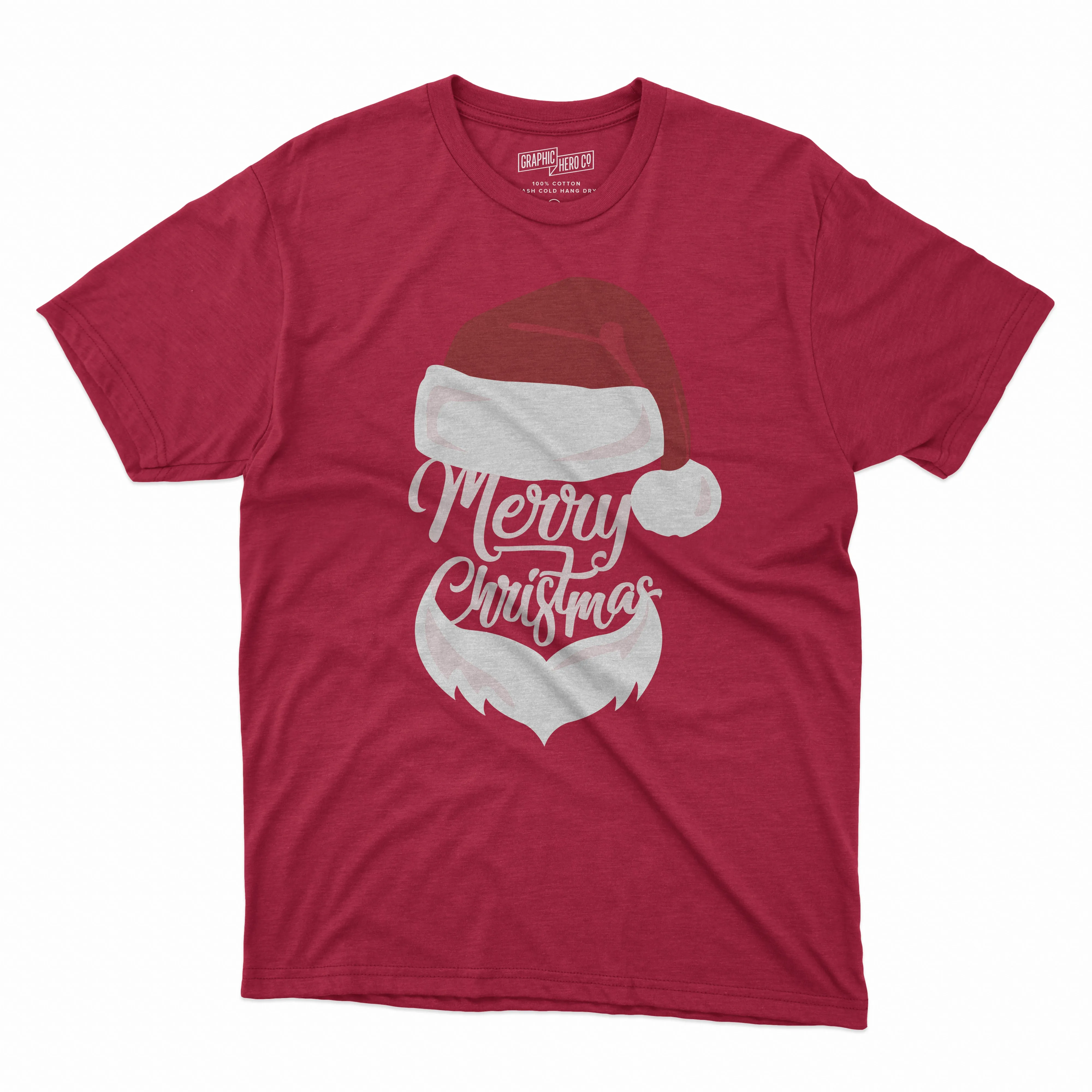 Merry Christmas Santa Hat & Beard Triblend Unisex Tee