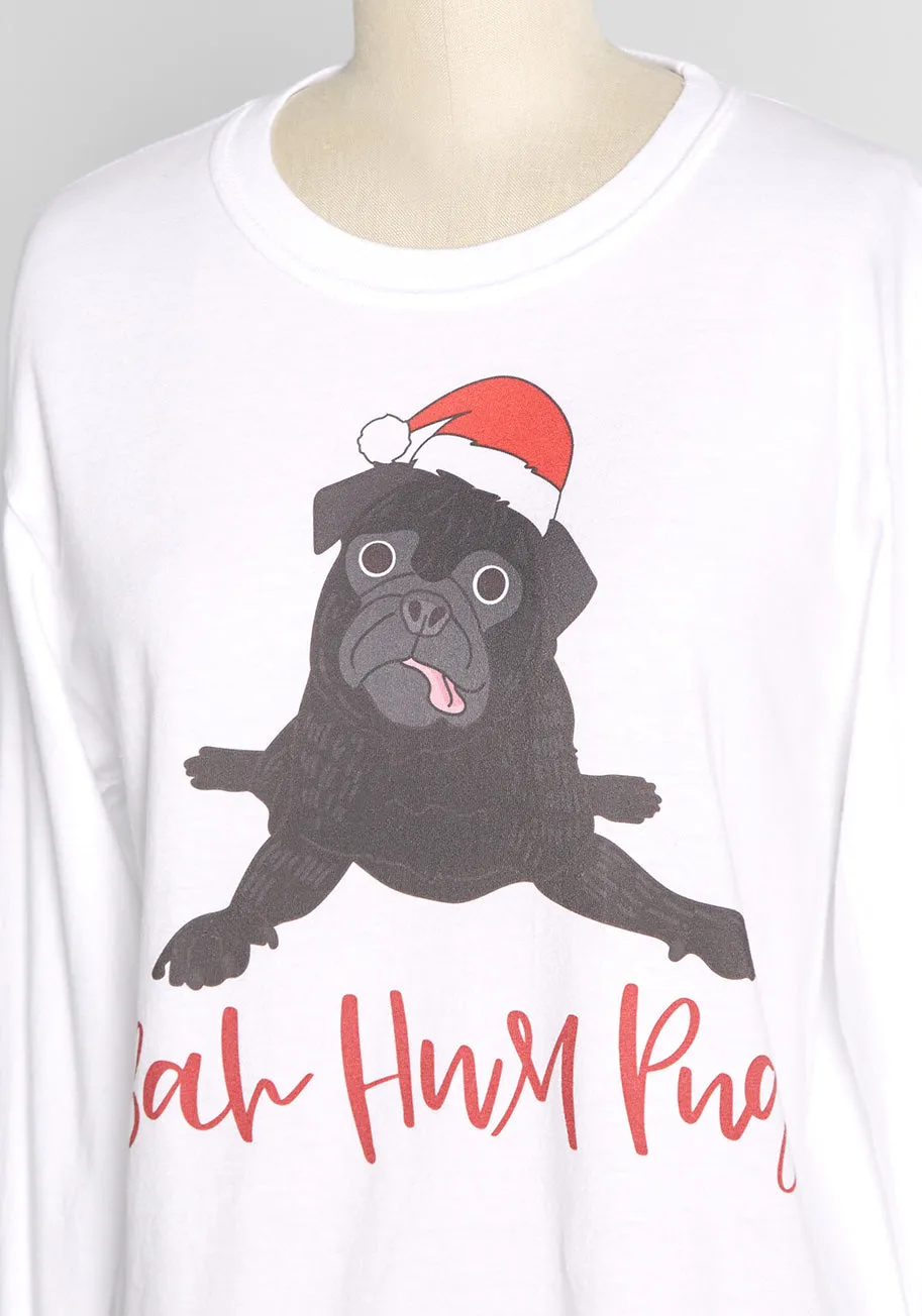 Merry Puggin' Christmas Long Sleeve Graphic Tee