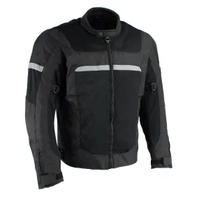 Milwaukee Leather MPM1794 Black Armored Mesh Racer Jacket with