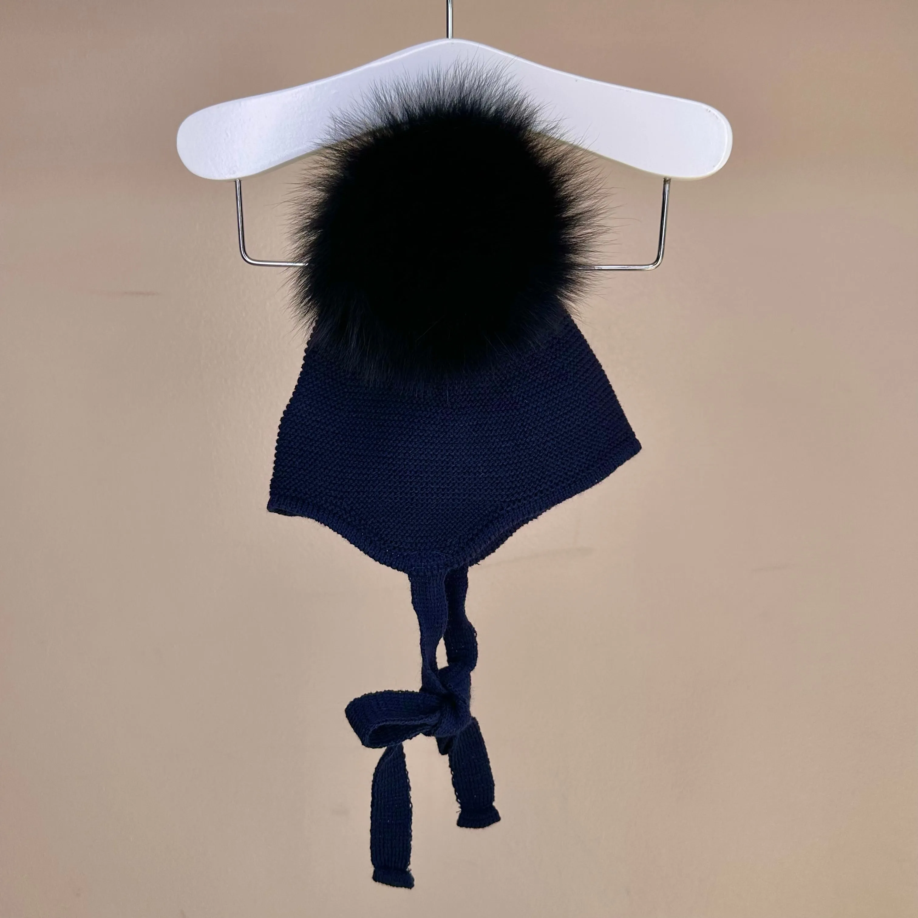 Navy Pom Tie Hat