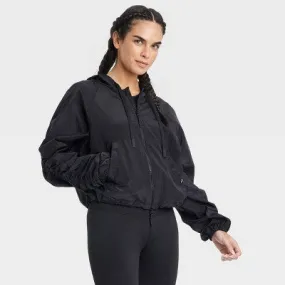 New - Joylab Women's Zip-Up Winter Hooded Packable Windbreaker Jacket Relaxed Fit