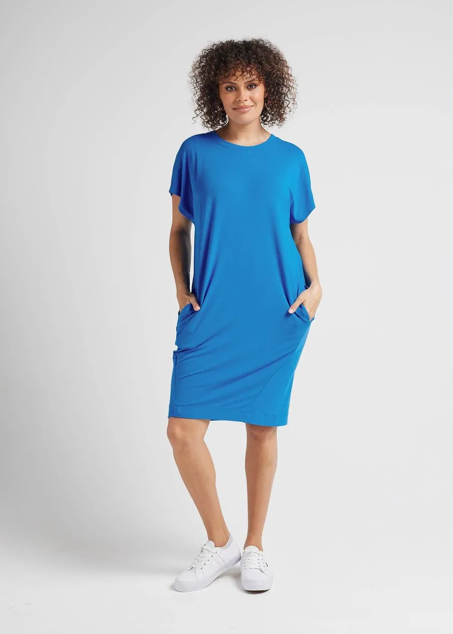 Nicks Bamboo Short Sleeve T-Shirt Dress - Cobalt