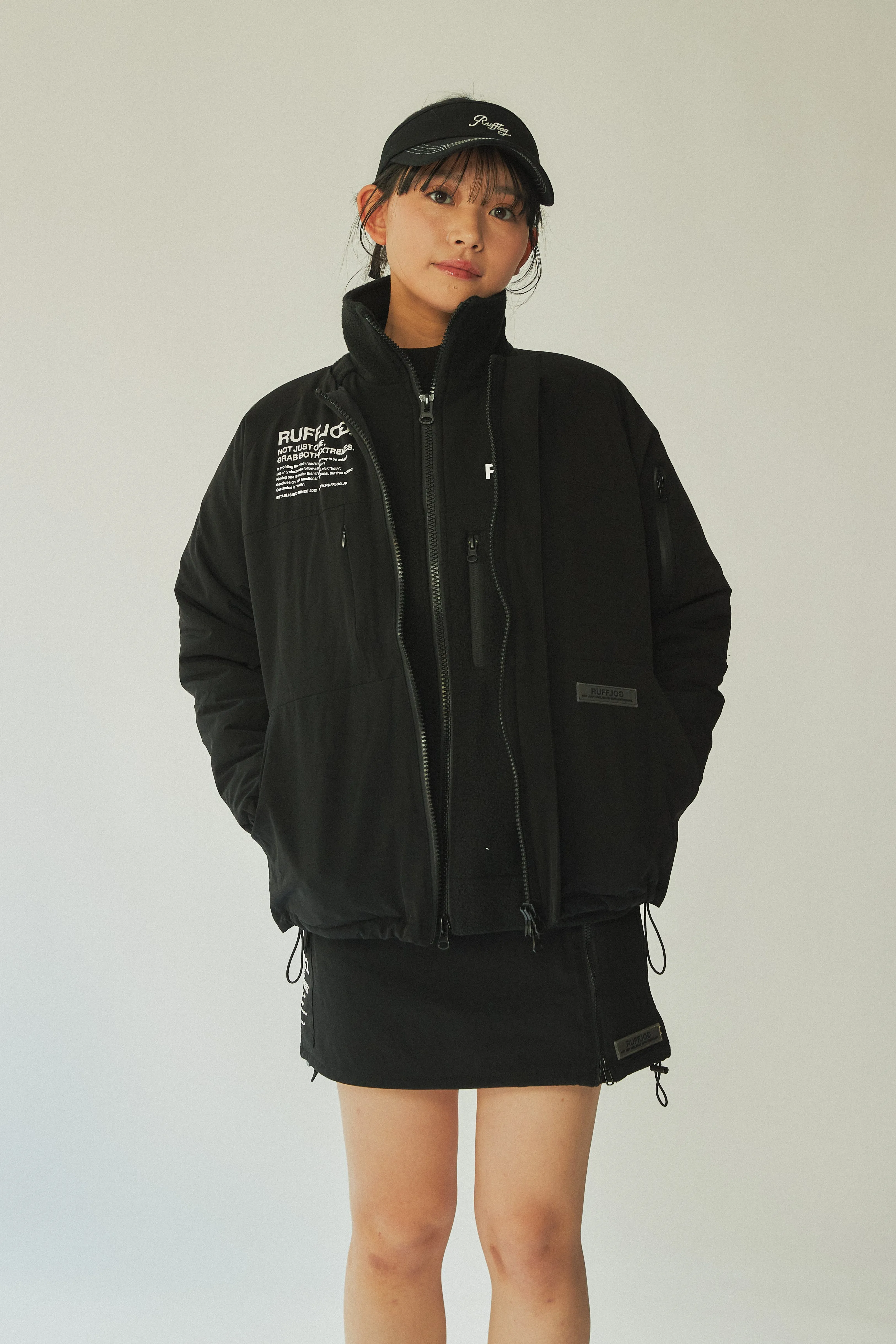 NO COLLAR PUFFER JACKET BLACK