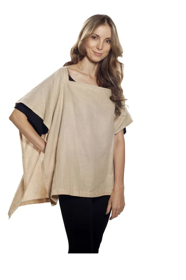 Nursing Cover  - 100% Cotton Muslin Beige Square