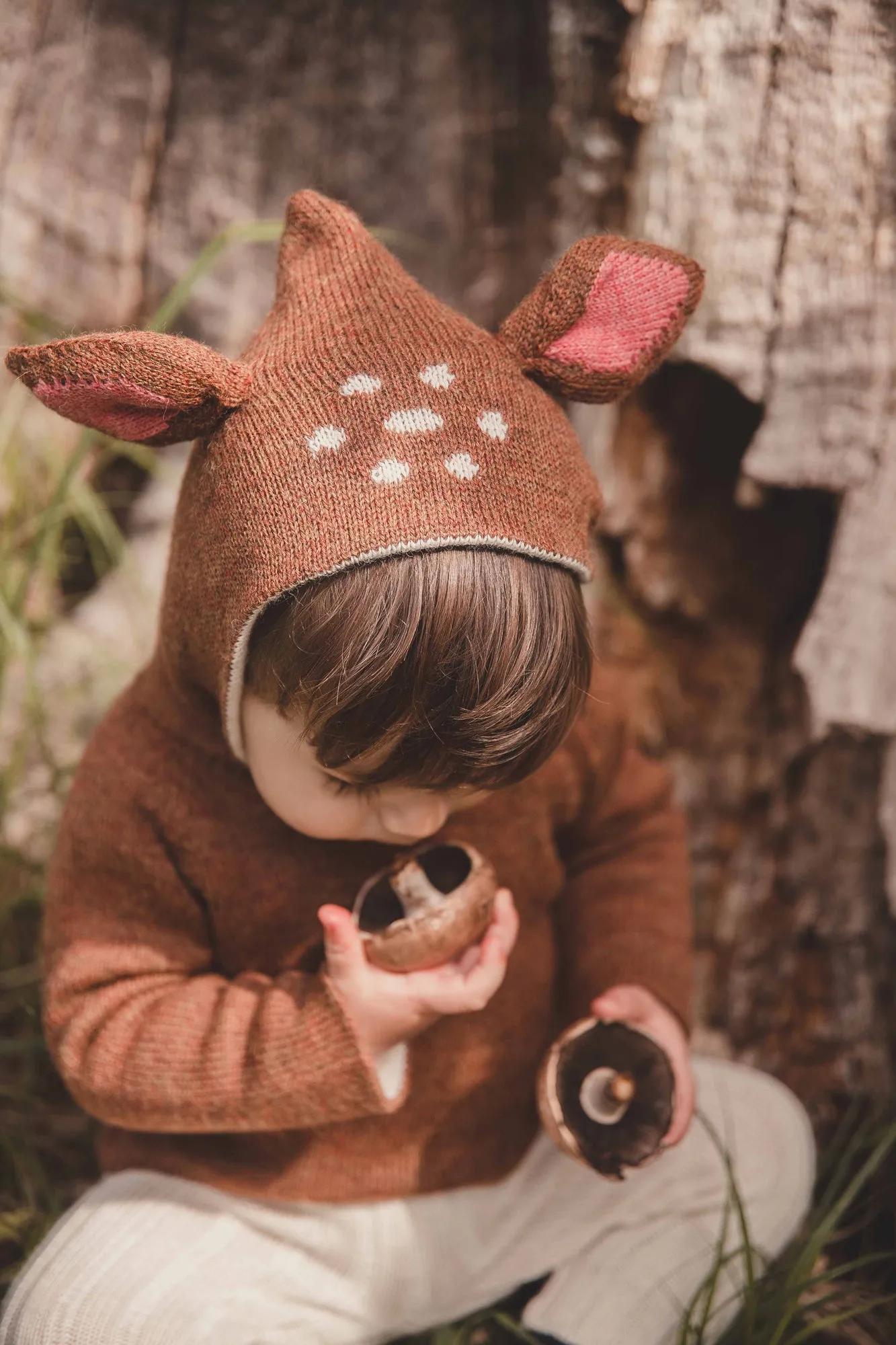 Oeuf Bambi Hooded Sweater in Hazelnut