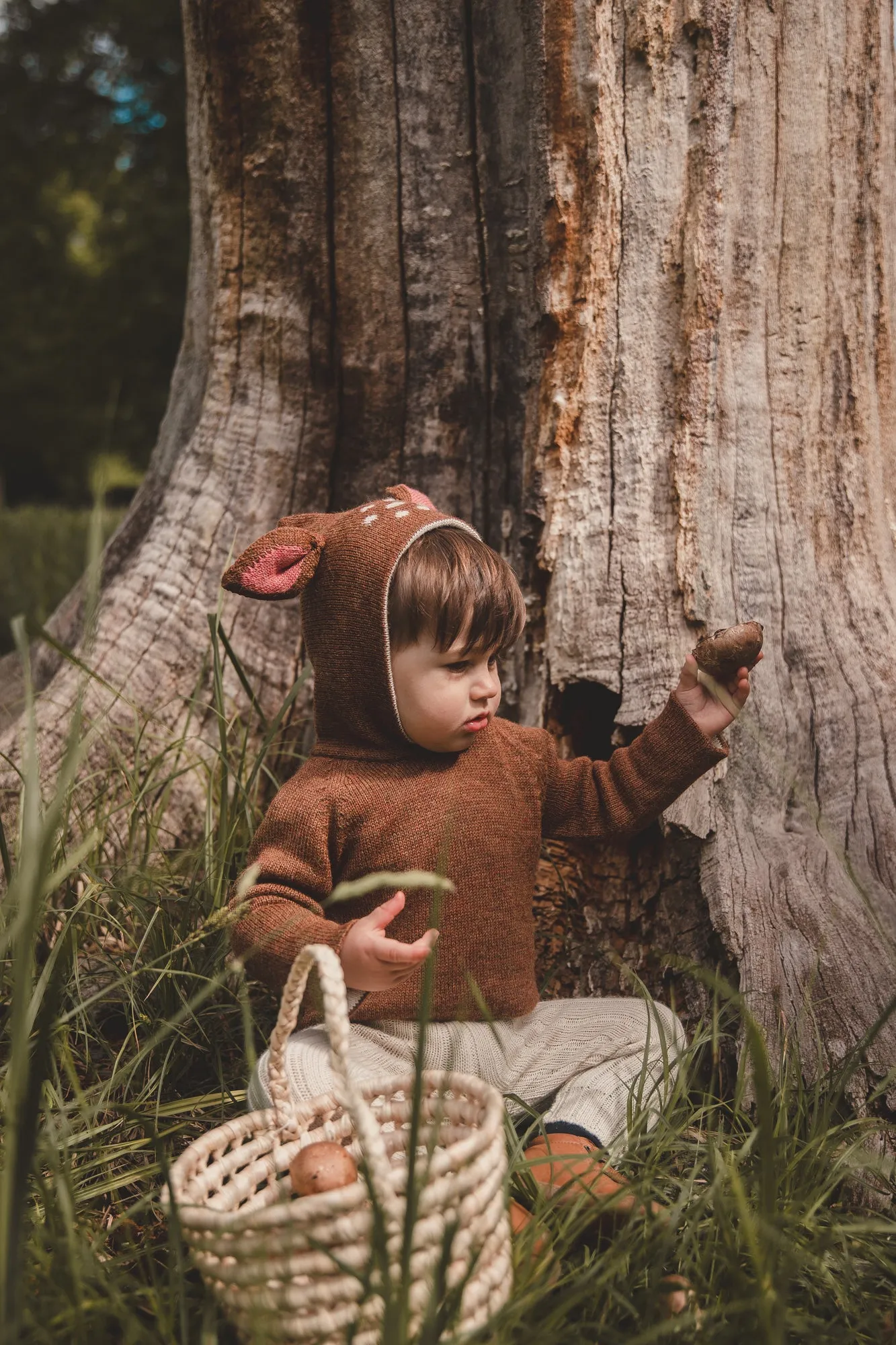 Oeuf Bambi Hooded Sweater in Hazelnut