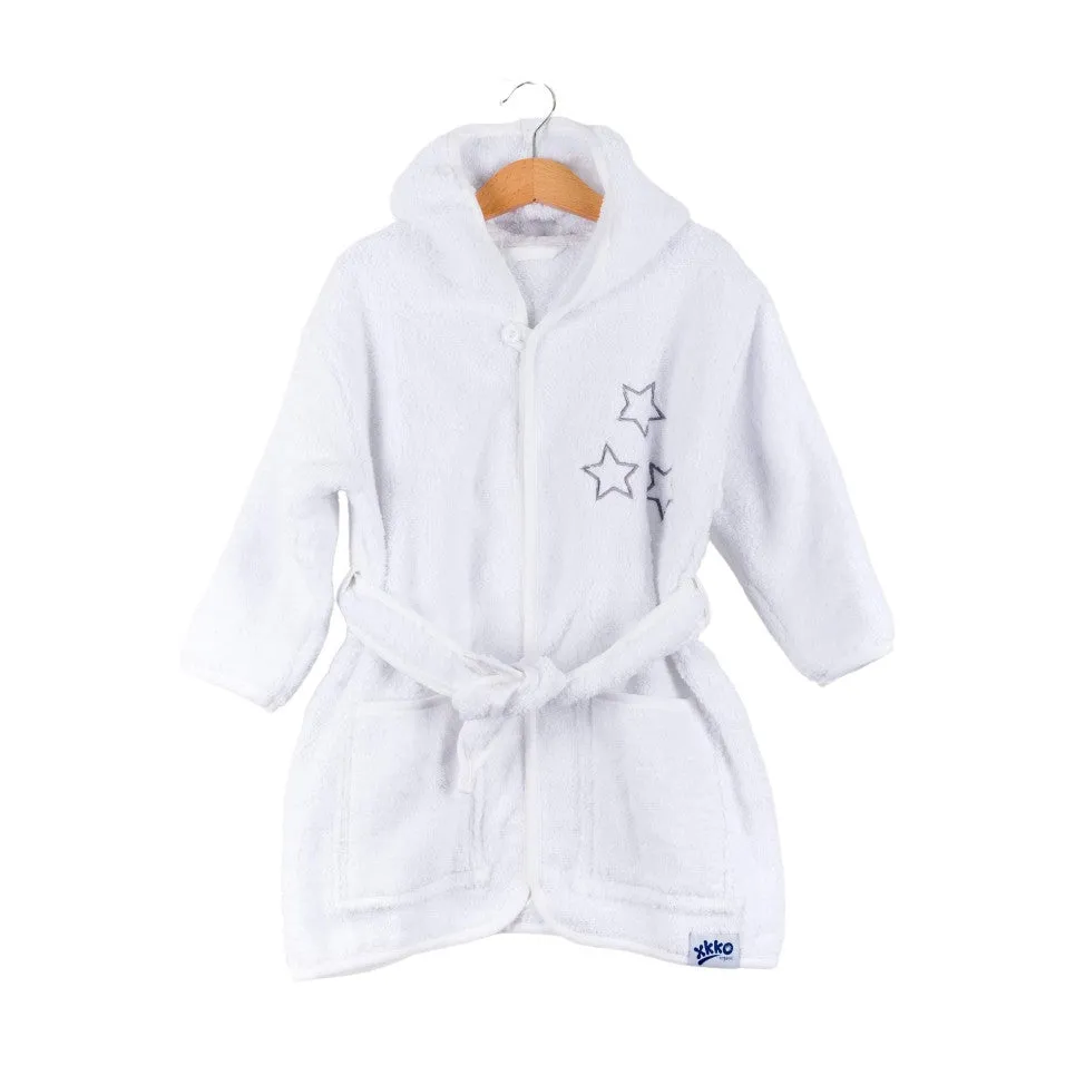 Organic Cotton Terry Bathrobe - White Stars