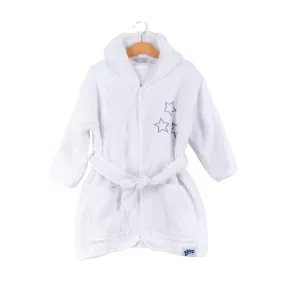 Organic Cotton Terry Bathrobe - White Stars