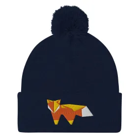 “Origami Fox” Pom-Pom Beanie (Winter Hat)