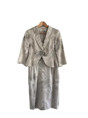 Paddy Campbell Dress and Jacket Suit Silver UK Size 10