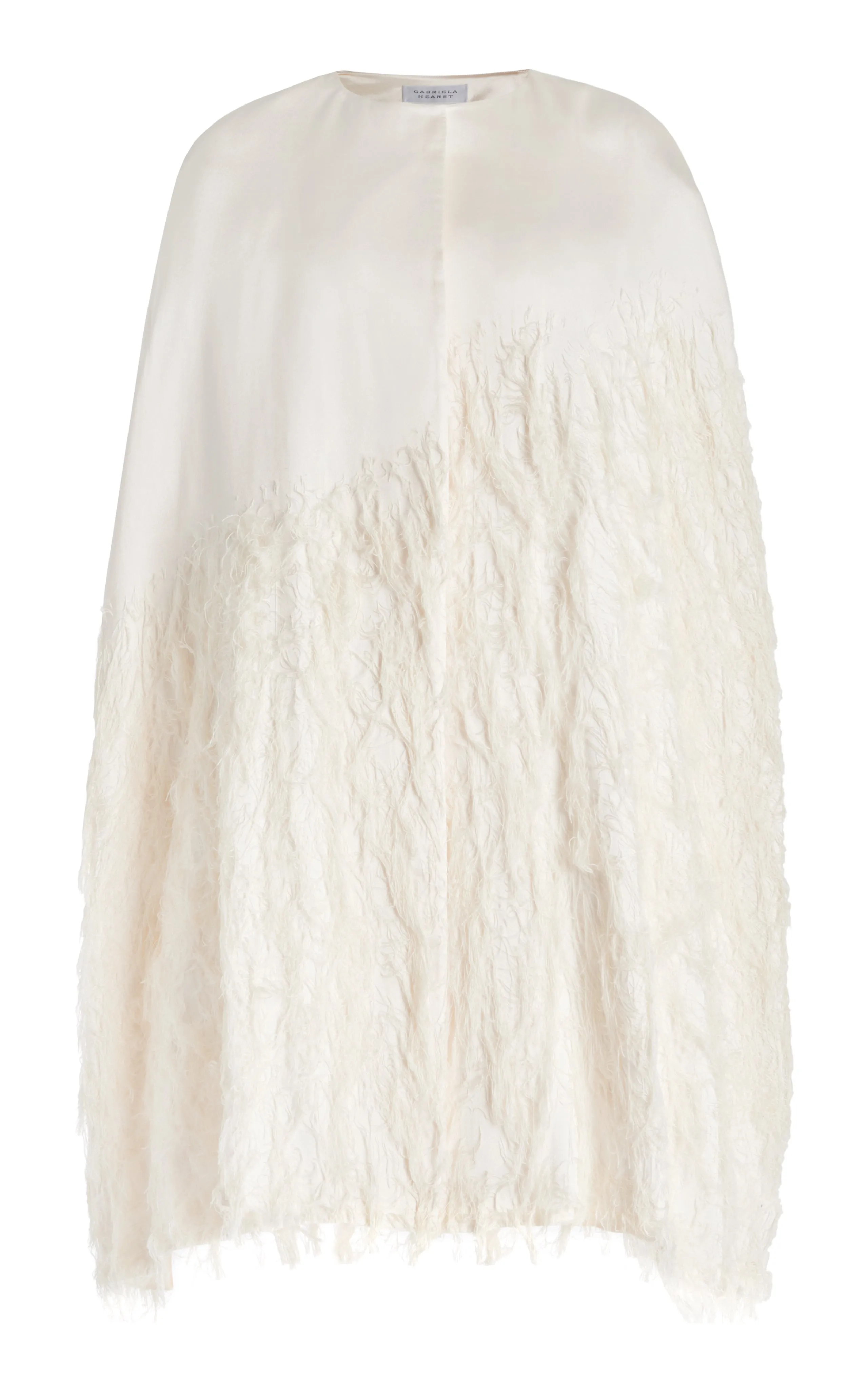 Pauli Feather Cape in Ivory Silk Satin