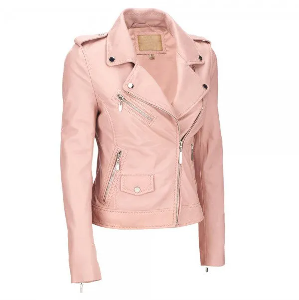 Pink Biker Leather Jacket