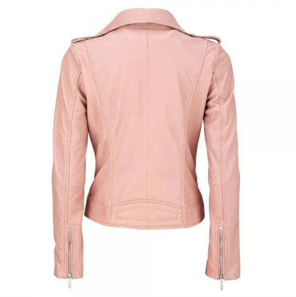 Pink Biker Leather Jacket